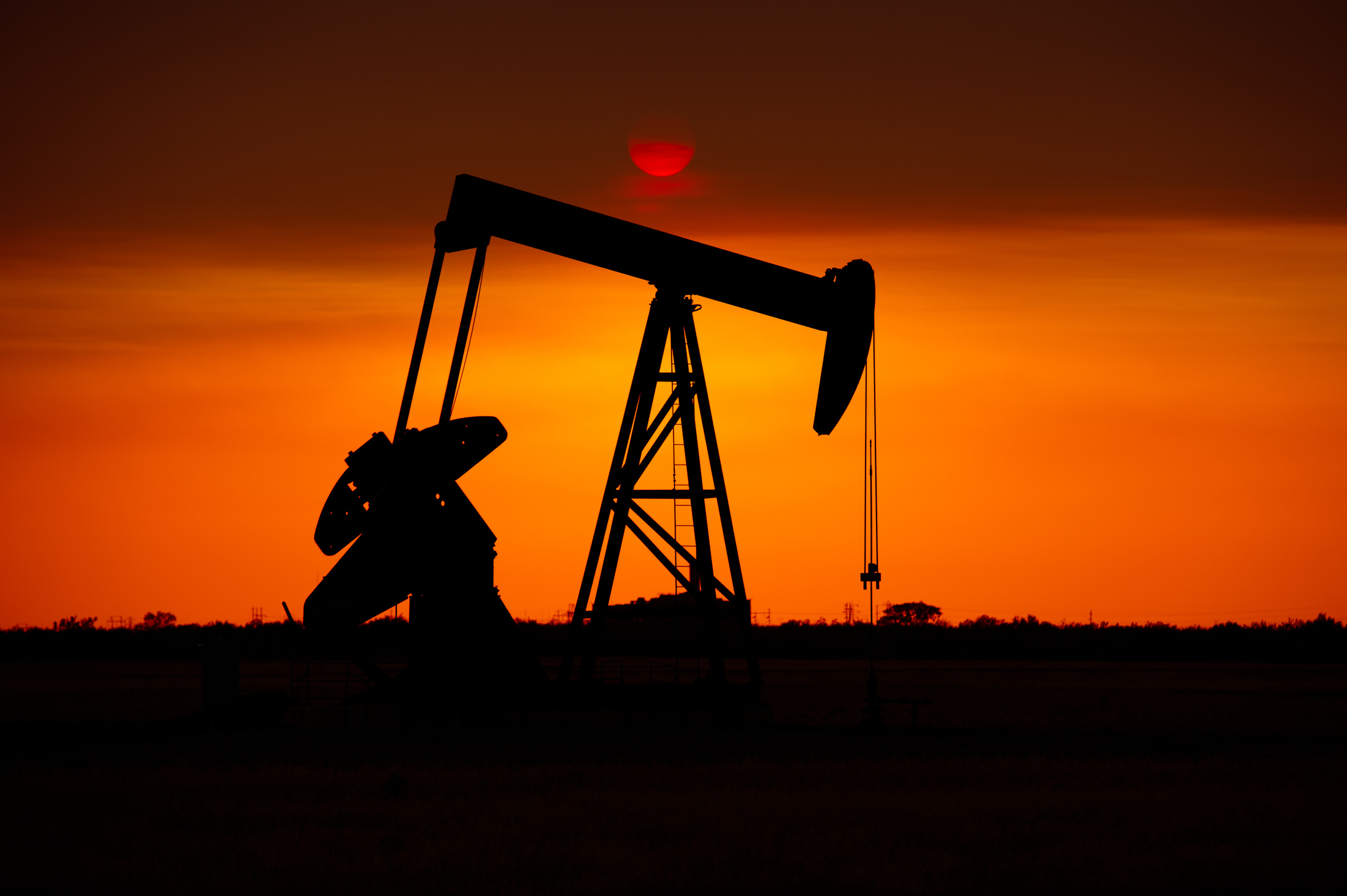 Oil Well in West Texas at Sunset