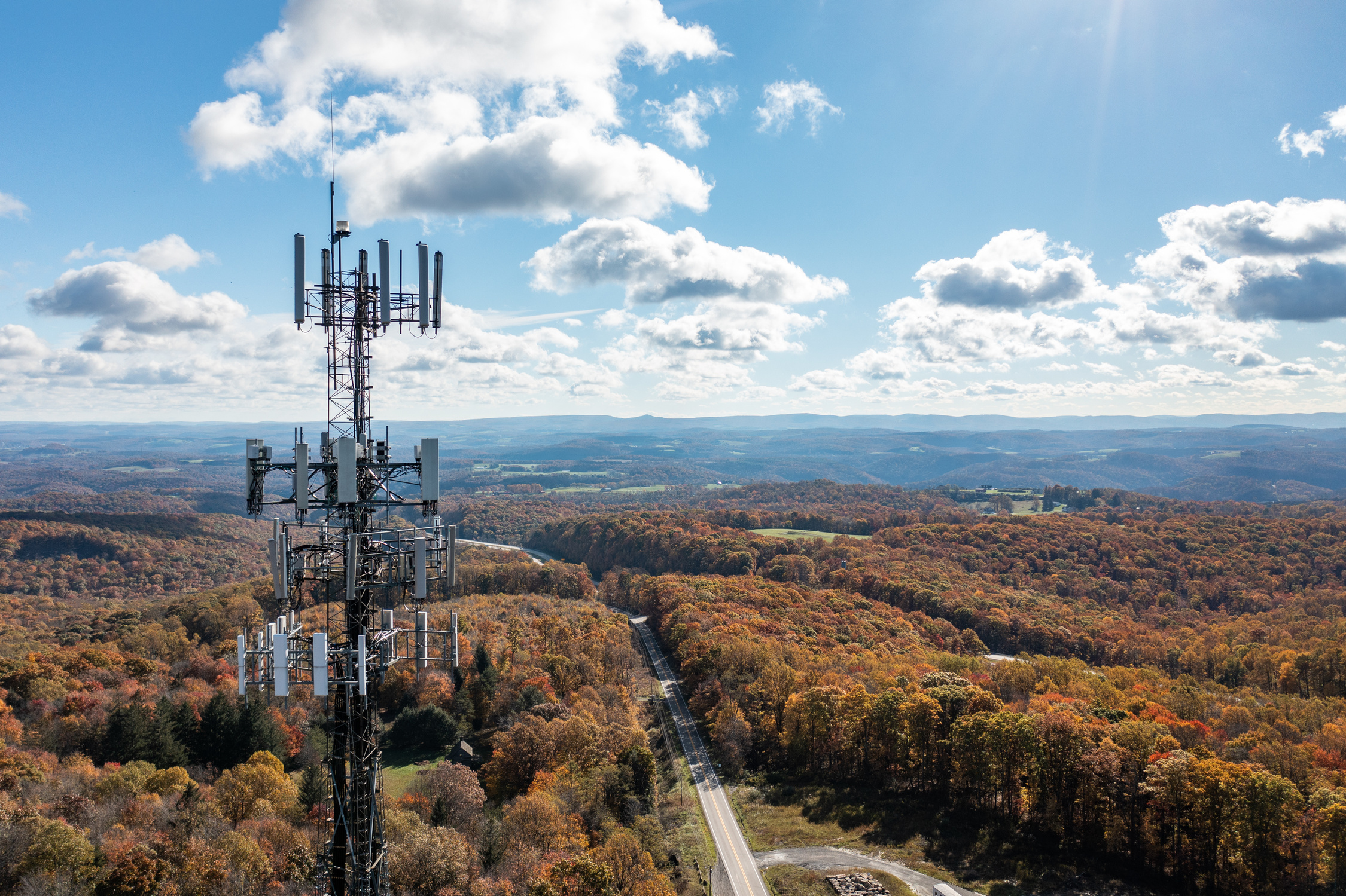 Cell Phone or Mobile Service Tower in Forested Area of West Virginia Providing Broadband Service